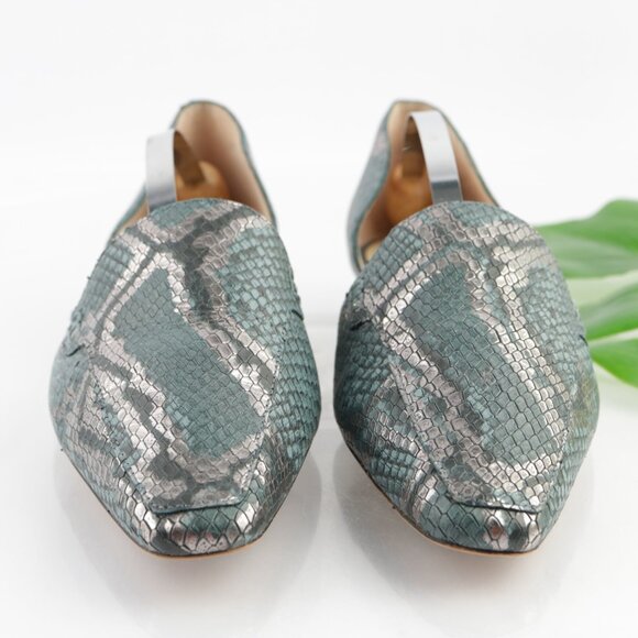 Vince Camuto Womens Kordie D'Orsay Flats Size 8.5 Blue Teal Python Slip On Shoes - Picture 2 of 12